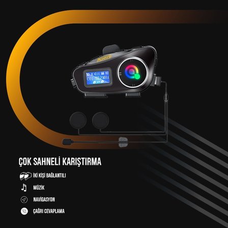 2 ADET Q58 Max 500m Telsiz Mesafeli Motosiklet Kaskı İnterkom Çift Sürücü İletişimi Mp3 FM Radyo