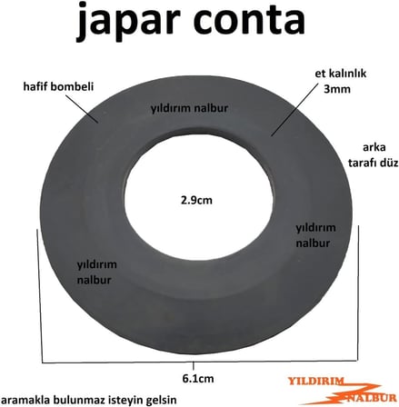 2 ADET JAPAR REZERVUAR İÇ TAKIM KAPAMA CONTASI 6.5CM BOMBELİ MODEL BOŞALTMA CONTA