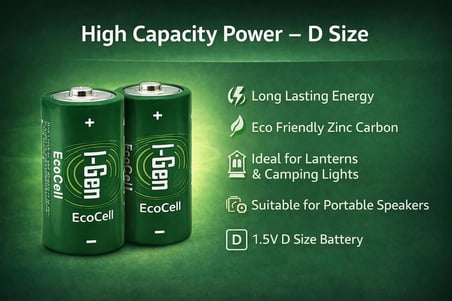 Batteries R20 Ecocell D Boy Pil 1.5V Büyük Boy Pil (10, 10'lu Paket)