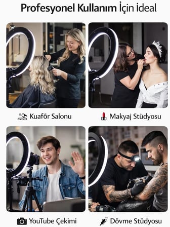 21 İnç (54 CM) Profesyonel Ring Light – 210 CM Ayarlanabilir Tripodlu, 3’lü Telefon Tutuculu, 3 Işık Modlu, Parlaklık Ayarlı, USB Güç Girişli Stüdyo &amp; Canlı Yayın Işığı