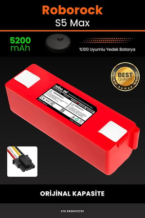 Roborock S5 Max Uyumlu 5200mAh Robot Süpürge Bataryası - Orijinal Box - Orijinal Kapasite