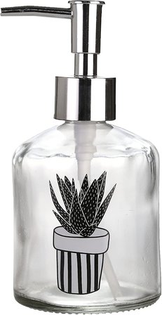 Cam Sıvı Sabunluk,Gül Desen 300ml 7,6x15,5cm