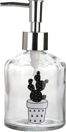 Cam Sıvı Sabunluk,Gül Desen 300ml 7,6x15,5cm
