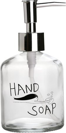 Cam Sıvı Sabunluk,Gül Desen 300ml 7,6x15,5cm