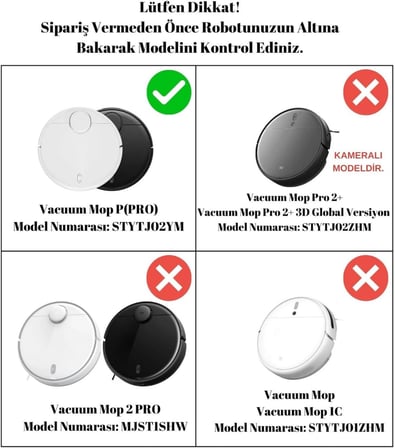 Ozemtek Beyaz Mi Robot Vacuum Mop Pro/Vacuum Mop P Model Numarası Stytj02ym Uyumlu Fırça,Filtre Yedek Parça Aksesuar Seti-5 Parça