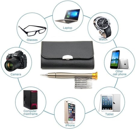 25 Parça Hassas Tornavida Seti, Deri Çantalı, Krom-Vanadyum Çelik, PC/Laptop/Telefon/Gözlük Tamir Seti, Torx/Düz/Yıldız Uçlu