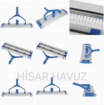 Hisar Havuz Alüminyum Havuz Süpürgesi - 2 inç Vakum Bağlantılı, 45 cm Genişlik - Lüks Havuz Temizleme Aparatı (Tekerlekli ve Klipsli)