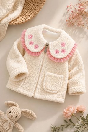 Kız Bebek Dantel Ve Nakış Detaylı Bebek Wellsoft Mont Yumuşak Dokulu Hırka