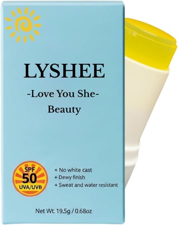 LYSHEE SPF50+ PA++++ Güneş Koruyucu Stick, Parfümsüz, Suya Dayanıklı, Vegan, Non-Komedojenik, Yüz ve Dudak için