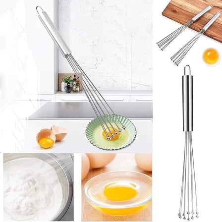 Paslanmaz Çelik Boncuk Çırpıcı – Ergonomik Tasarım, Dayanıklı ve Pratik Mutfak Çırpma Teli, Yumurta, Süt, Krema, Sos, Hamur Karıştırıcı, Profesyonel ve Ev Kullanımı İçin (30 Cm)