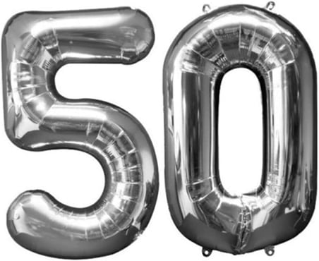 50 Yaş Sayı Folyo Balon Gümüş 40 İnç 100 cm