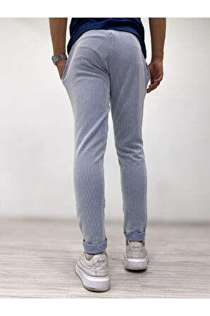 Çizgili Slim Fit Pantolon