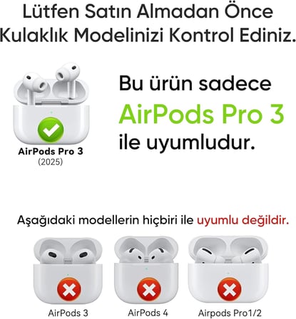 Airpods PRO 3 için Ultra Şeffaf Silikon Kılıf Darbe Emici Köşeler ile Mükemmel Koruma ve Yüksek Kaliteli Taşıma Karabinalı Airpods Pro 3. Nesil Kılıfı (Şeffaf, Airpods PRO 3)