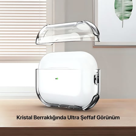 Airpods PRO 3 için Ultra Şeffaf Silikon Kılıf Darbe Emici Köşeler ile Mükemmel Koruma ve Yüksek Kaliteli Taşıma Karabinalı Airpods Pro 3. Nesil Kılıfı (Şeffaf, Airpods PRO 3)