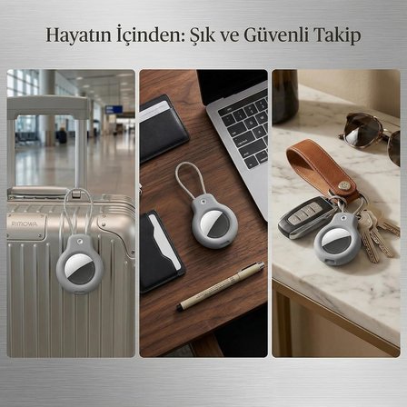SuperLock Serisi Kilitli Kılıf ve Darbelere Karşı Ultra Güçlü Koruyucu Anahtarlık (Gri)