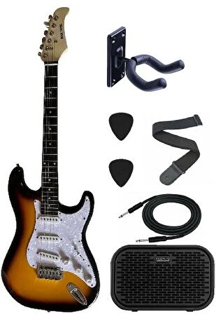 Rock Viper Venom20-BSB SSS Sunburst Elektro Gitar Seti