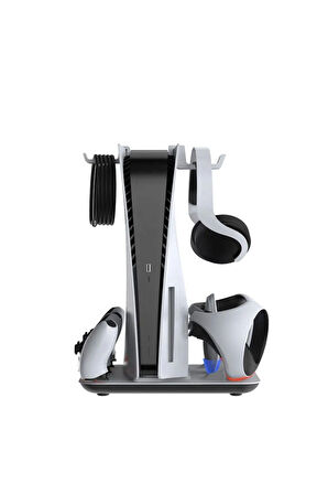TP5-3550 PS5 / PS5 Slim / PS VR2 Uyumlu RGB Işıklı Multifonksiyonel Şarj Standı | Soğutucu Fan + Dua