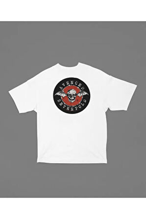 Kuru Kafa Logolu Avenged Sevenfold Baskılı Unisex Tişört, Oversize Rock Metal Müzik Grubu Tişört