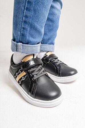 mnpc Kız Çocuk Siyah Hakiki Deri Anatomik Günlük Ayakkabı