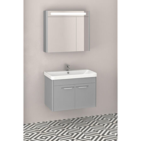 MAUNA 80 CM BANYO DOLABI WİNDOW GRİ - BOY DOLAP HARİÇ 