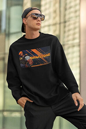 Brimstone Smoke Karakter Baskılı Unisex Oversize Vvalorant Sweatshirt