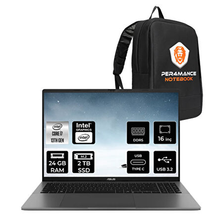 ASUS Vivobook S16 i7 13620H 24GB DDR5 2TB SSD 16" 144Hz WUXGA FDOS S3607VA Dizüstü Bilgisayar