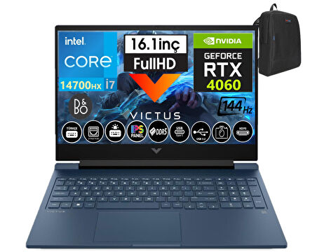 Hp Victus 16-R1041NT Intel I7-14700HX 48GB Ddr5 2tb SSD 8GB/RTX4060 WINDOWS11PRO 16.1" 144Hz Fhd IPS Taşınabilir Bilgisayar 9J243EAW51+WEBLEGELSINÇANTA