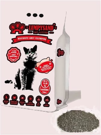 Gri Sodyum Bentonit Kedi Kumu Kokusuz 20 LT (16.8KG) (Lavanta)