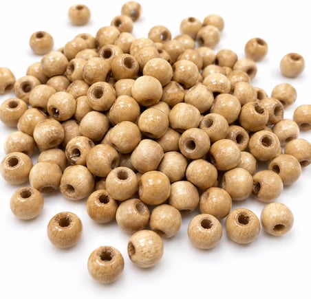 10 mm Cilalı Ahşap Boncuk 250+ Adet, Yuvarlak Do ğal Ahşap Boncuk,100 g,Takı ve Hobi Malzemesi