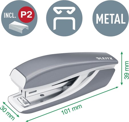 Leitz Nexxt mini delgeç ve zımba seti, 10 sayfaya kadar, P2 No. 10 zımba teli, inci beyazı, WOW, 55612001