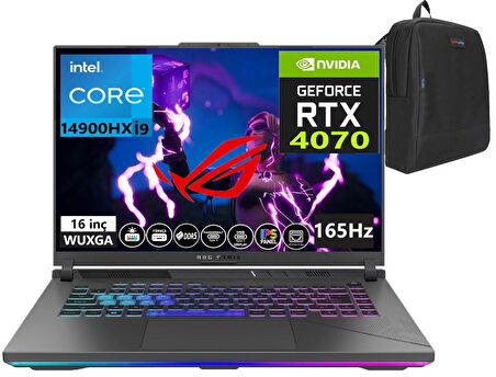 Asus Rog Strix G16 Intel Core I9 14900HX 96gb DDR5 RAM 4tb SSD RTX4070-140W 165Hz Windows11Pro 16" Wuxga Taşınabilir Bilgisayar G614JIR-N308848+WeblegelsinÇanta