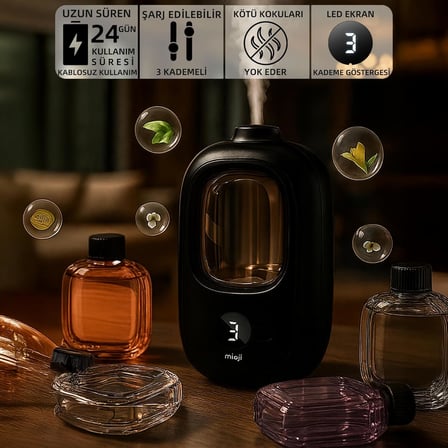Mio Smell 2x Yeni Nesil Şarjlı Otomatik Oda Kokusu Makinesi Siyah - Lavanta