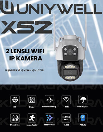 UNIYWELL 6 MP WIFI Kamera  2 LENS - Tam Renkli Gece Görüş - Su Geçirmez - 2 Yönlü Ses