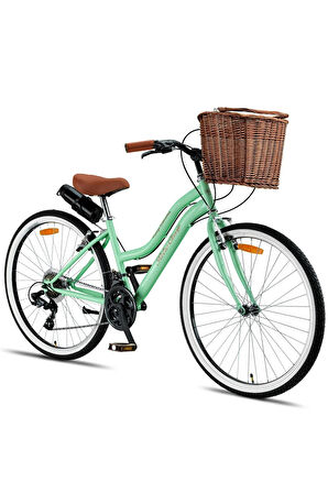 Trendbisiklet Retro Classic 26 Jant 21 Vites SHIMANO Bisiklet, Mint Yeşili-Kahve