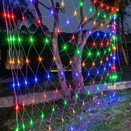 CT-STONES® 1x2 Metre Dekoratif File Ağ Perde 192 LED 8 Animasyonlu Farklı Işık Modu RGB Fişli