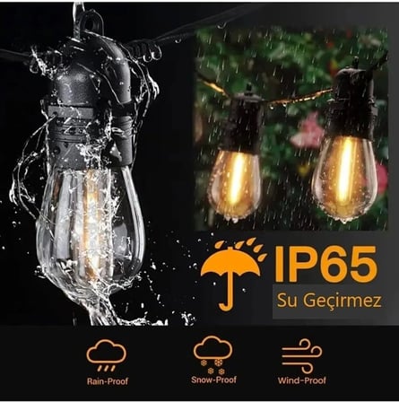 Bahçe Organizasyon Işığı E27 10 Duylu Eklenip Uzatılabilir 10 Mt Cata Sarmaşık Dış Mekan Aydınlatma