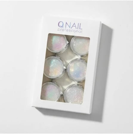 Holografik Krom Tırnak Tozu Seti/İnci Tozu Set- 6 Farklı Işıltı İle Büyüleyici Yansımalar Beyaz