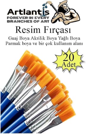 Resim Fırçası 20 Adet Sentetik Fırça Ekonomik Suluboya Akrilik Boya Guaj Boya Yağlı Boya Resim Boyama