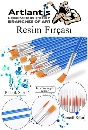 Resim Fırçası 20 Adet Sentetik Fırça Ekonomik Suluboya Akrilik Boya Guaj Boya Yağlı Boya Resim Boyama