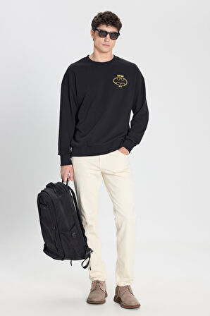 Batman Lisanslı 3 İplik Loose Fit Bol Kesim Pamuklu Bisiklet Yaka Sweatshirt