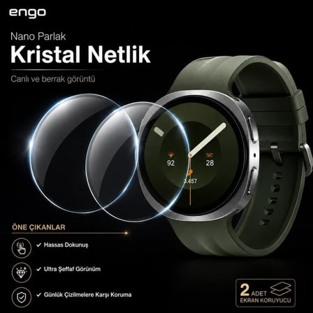 Samsung Galaxy Watch 9 44mm İle Uyumlu Ekran Koruyucu Nano Parlak Çizilmeye Dayanıklı Akıllı Saat Koruması, 9h Kırılmaz Esnek Cam, Hd Şeffaf 2 Adet Sm-L350