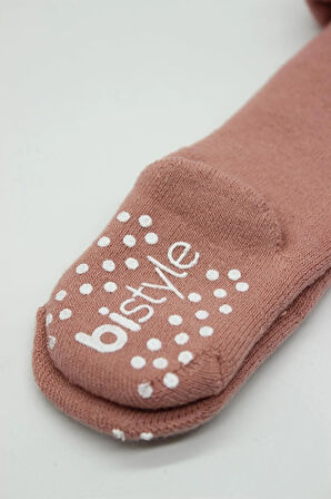 Bistyle Tekli Kaymaz Mix Havlu Külotlu Çorap BS50501M Pudra