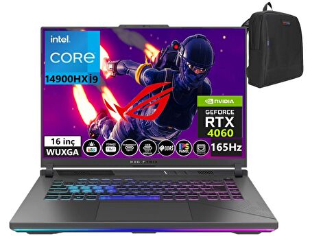 Asus Rog Strix G16 Intel Core I9 14900HX 32GB DDR5 RAM 2TB SSD Rtx 4060-140W 165Hz Freedos 16" Wuxga Taşınabilir Bilgisayar G614JVR-N309607+WeblegelsinÇanta