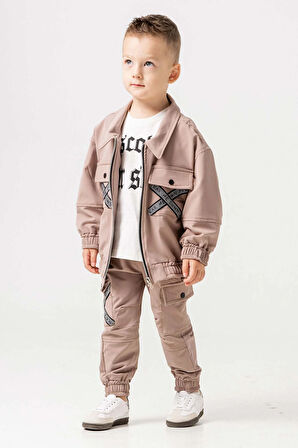 Çift Cepli Fermuarlı Su Geçirmez 3 Parça Erkek Çocuk Ceketli Takım