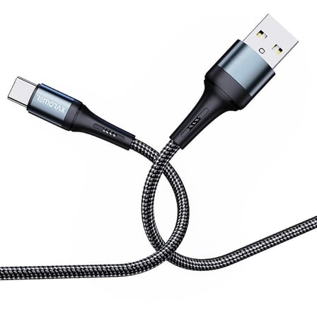 Örgülü USB A-C Hızlı Şarj Kablosu, Siyah (100 CM)