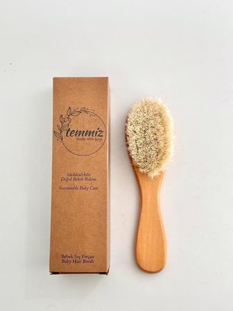 Bambu Bebek Saç Fırçası, Yumuşak Keçi Kılı Fırça, Bambu Sap Kısmı Tamamen Doğal Materyal, Bebek Bakımı İçin Hem Sürdürülebilir Hem Nazik Fırça