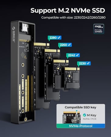 M.2 NVMe SSD Kılıf USB C Adaptörü USB 3.1 Gen2 10Gbps SSD Harici PCI Sabit Disk Muhafazası için M-Anahtar M2 2230/2242/2260/2280 NVMe SSD, UASP, SMART-M2PV2