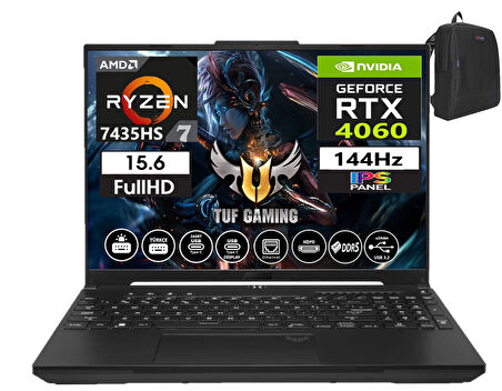Asus Tuf Gaming A15 FA507NVR-LP0050 Ryzen 7 7435HS 32GB Ddr5 Ram  1tb SSD WINDOWS11PRO 15.6 Inç Fhd 144Hz 8GB/RTX4060 140W Taşınabilir Bilgisayar FA507NVR-LP005038+WEBLEGELSINÇANTA