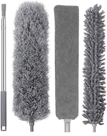 Promosyonca Profesyonel Mop Seti, Mikrofiber Silme Paspası, Çizmeden Temizlik Sağlayan Hafif ve Dayanıklı Tasarım, Başlık 8x16 cm, Sap 66 cm (Mini One Click)
