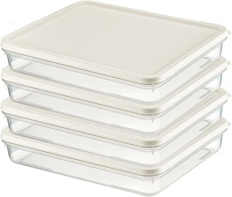 4 Adet Buzdolabı Organizeri – PP Plastik Şeffaf ve Ayarlanabilir Saklama Kabı, Gıdaları Taze Tutan Fresh Box, Çok Amaçlı,Mikrodalga ve Bulaşık Makinesi Uyumlu (Beyaz, 2600 Ml)